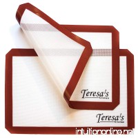 Teresa's Kitchen – Silicone Baking Mat - Nonstick – Baking Sheet for Oven or Toaster Oven – Cookie Sheets - Burgundy - Set of 2 - B01799K478